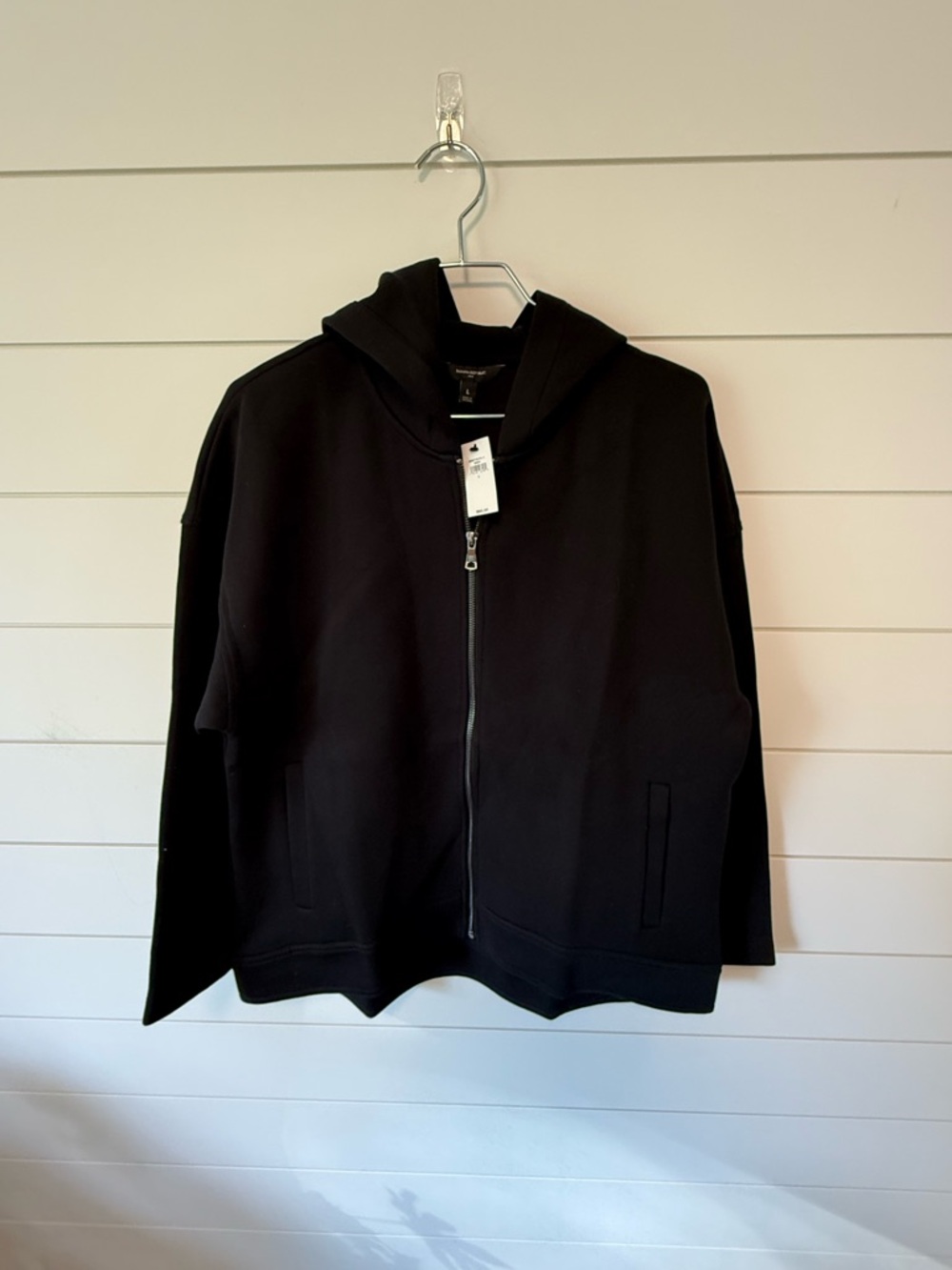 Women’s Large Black Zip Hoodie Sweater - Banana Republic NWT thick cozy